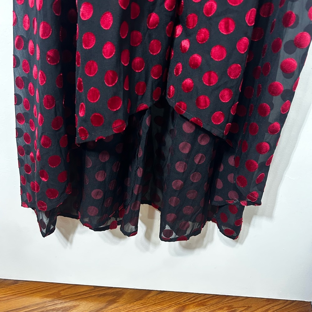 Lovers + Friends Angel Maxi Wrap Polka Dot Wedding Guest Dress in Red Black Sz L - Picture 4 of 15
